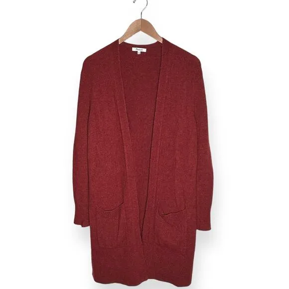 MADEWELL Kent Cardigan Merino Wool Alpaca Sweater Duster Cozy Lagenlook Red