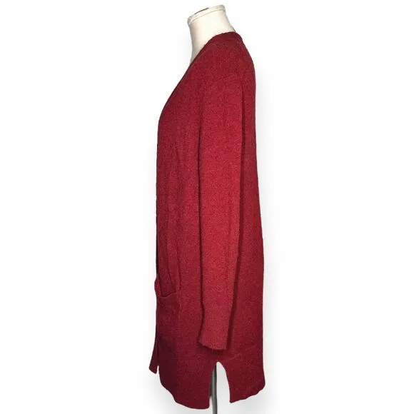 MADEWELL Kent Cardigan Merino Wool Alpaca Sweater Duster Cozy Lagenlook Red