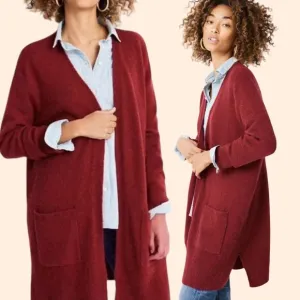 MADEWELL Kent Cardigan Merino Wool Alpaca Sweater Duster Cozy Lagenlook Red