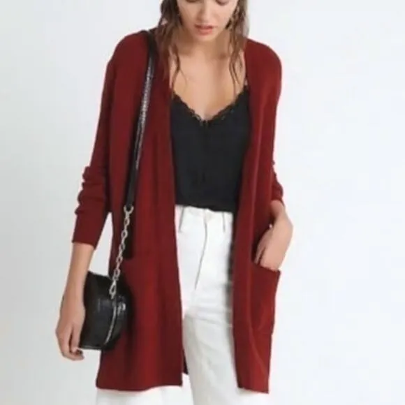 MADEWELL Kent Cardigan Merino Wool Alpaca Sweater Duster Cozy Lagenlook Red
