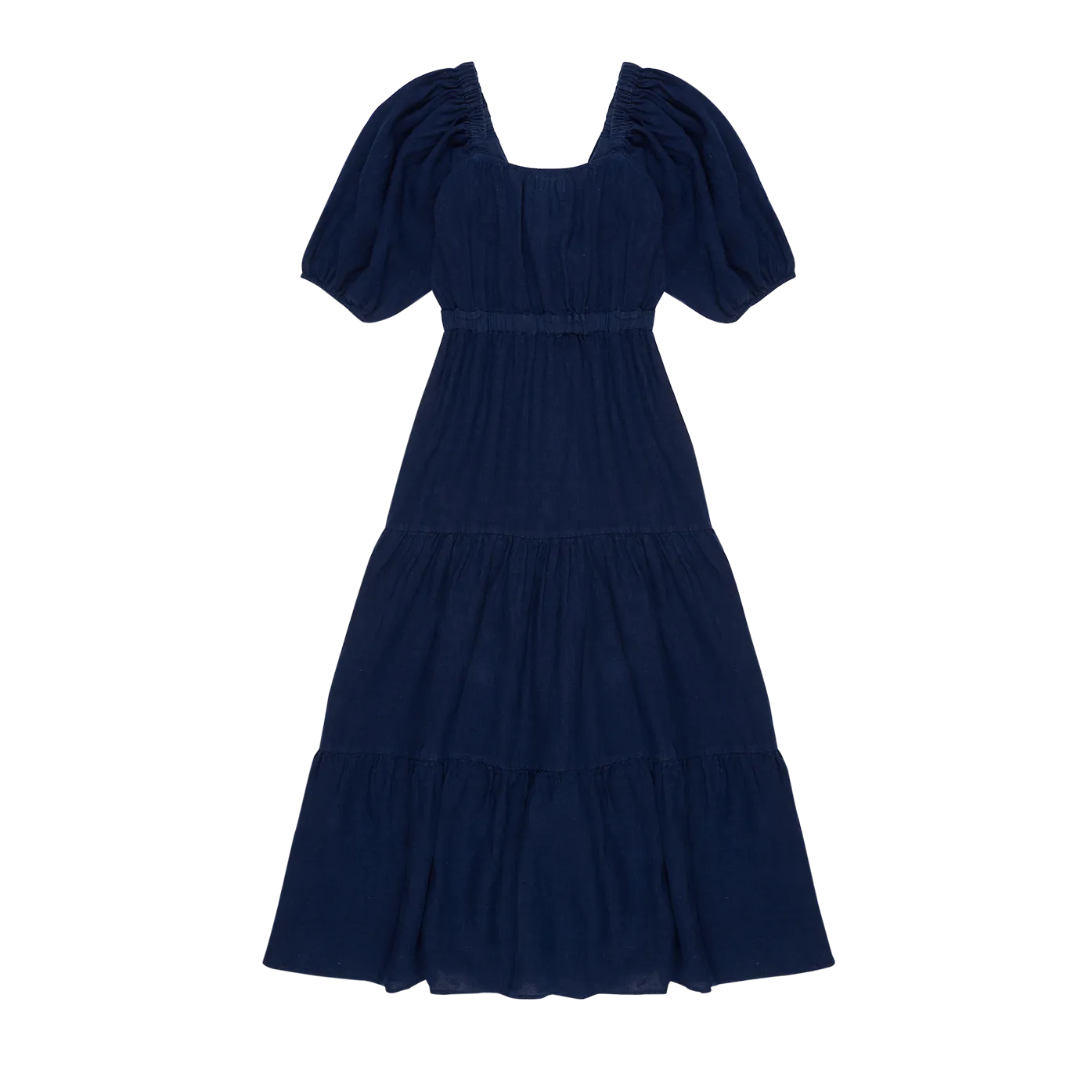 MAMA Vermont Tie-Front Cut Out Linen Dress (Midnight)