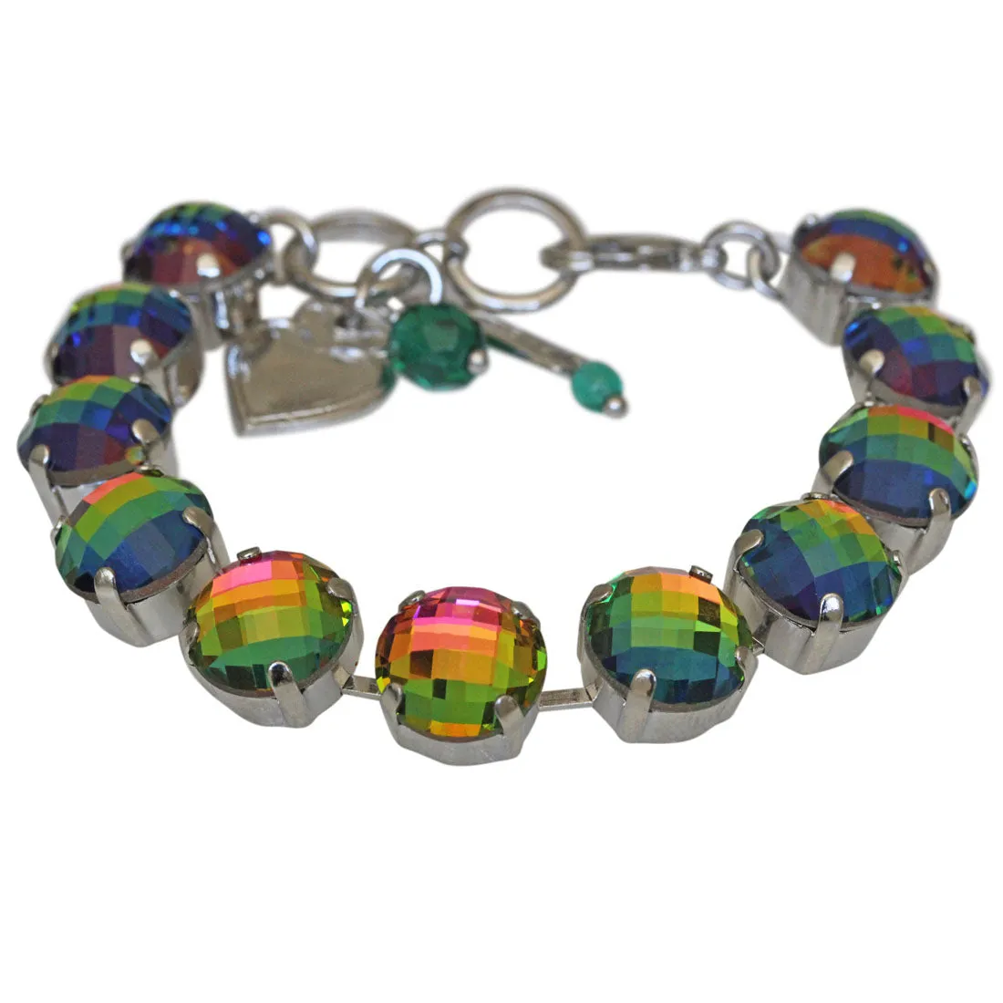 Mariana "Prism Rainbow" Rhodium Plated Lovable Round Pillow Cut Crystal Bracelet, 4474 222Aro