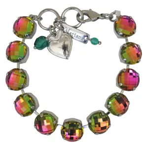 Mariana "Prism Rainbow" Rhodium Plated Lovable Round Pillow Cut Crystal Bracelet, 4474 222Aro
