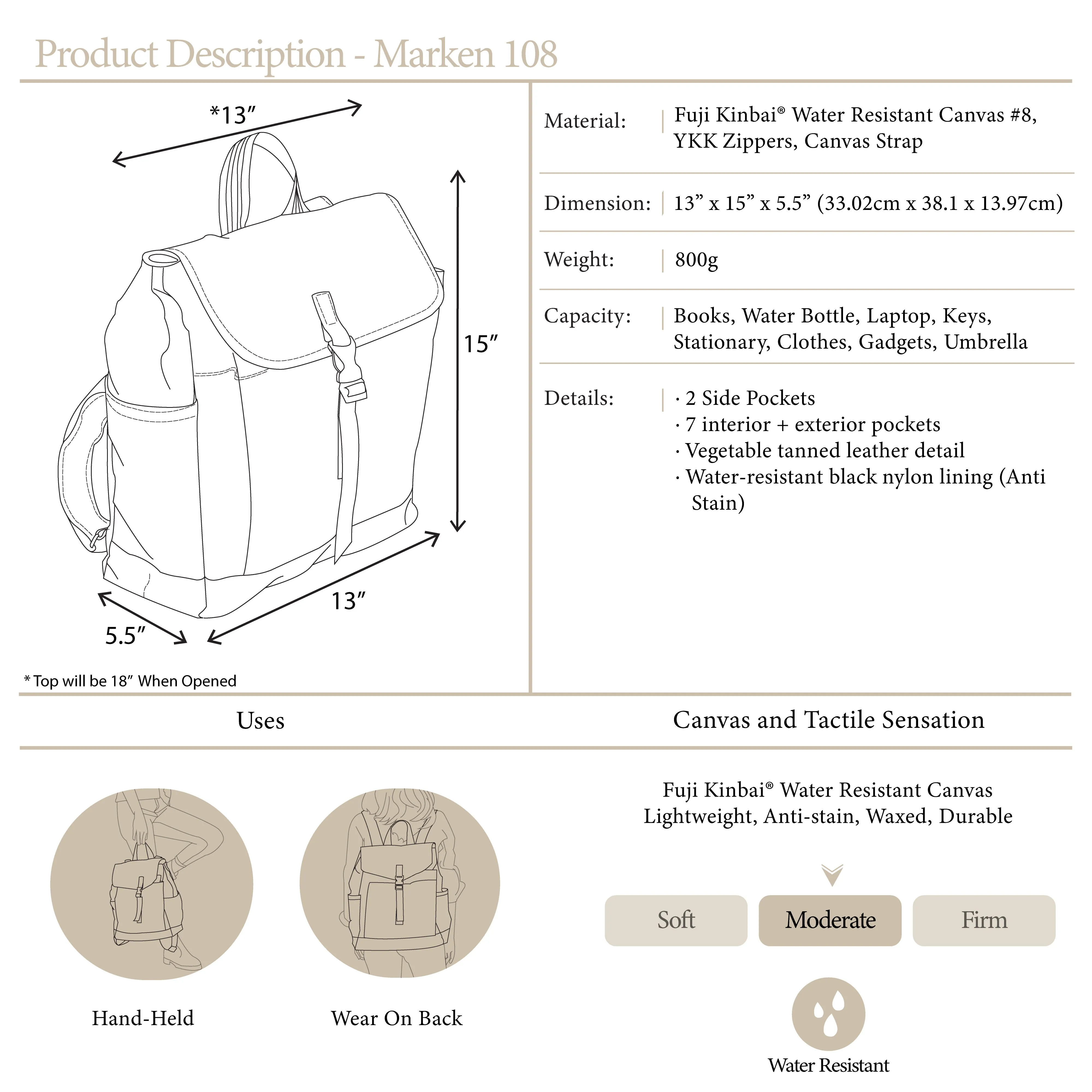 Marken 108 Khaki | Backpack