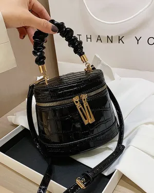 Marketa - Black Croc Bucket Bag