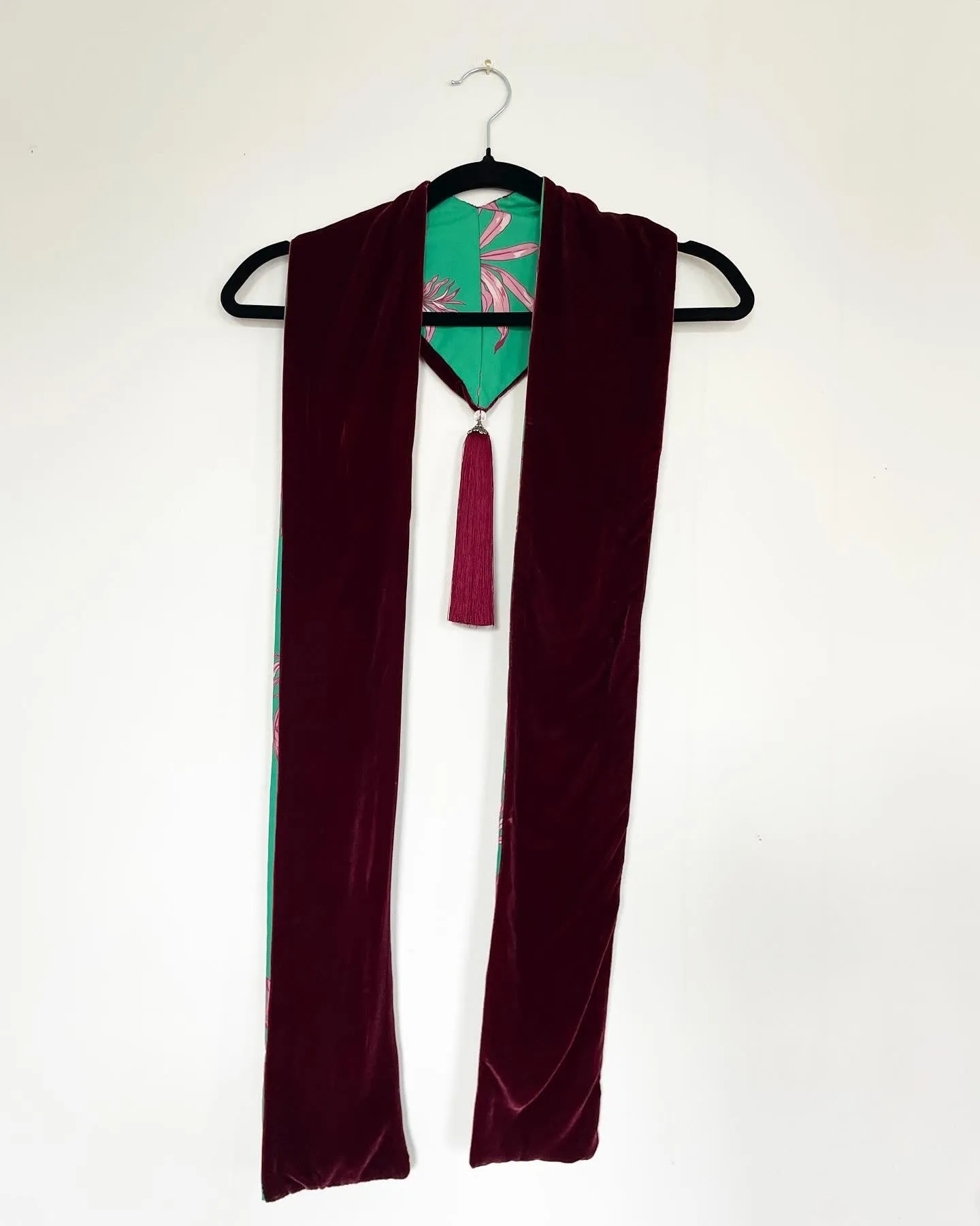 Maroon Velvet Caftan with Butterfly Artwork