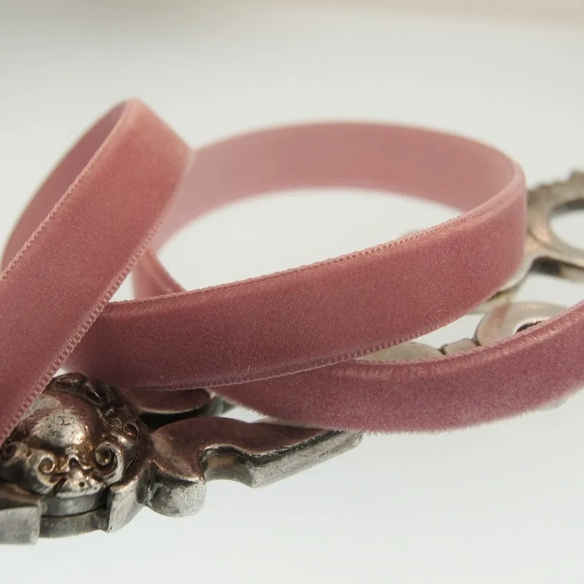 Mauve Velvet Ribbon Vintage from Switzerland 9mm