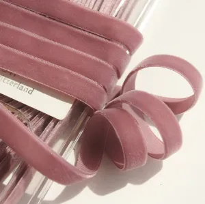 Mauve Velvet Ribbon Vintage from Switzerland 9mm