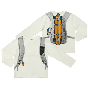 Mayoral Boys Long Sleeve Backpack T-Shirt - Cream
