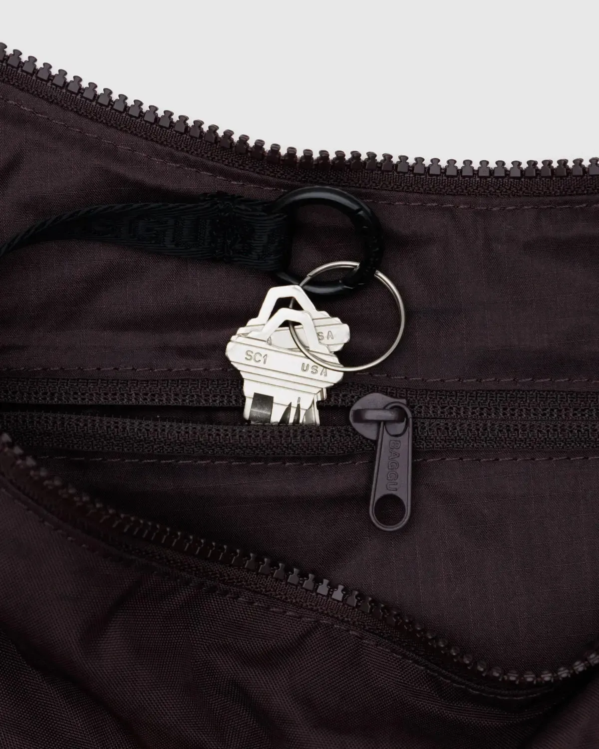Medium Nylon Crescent Bag - Chocolate Plum