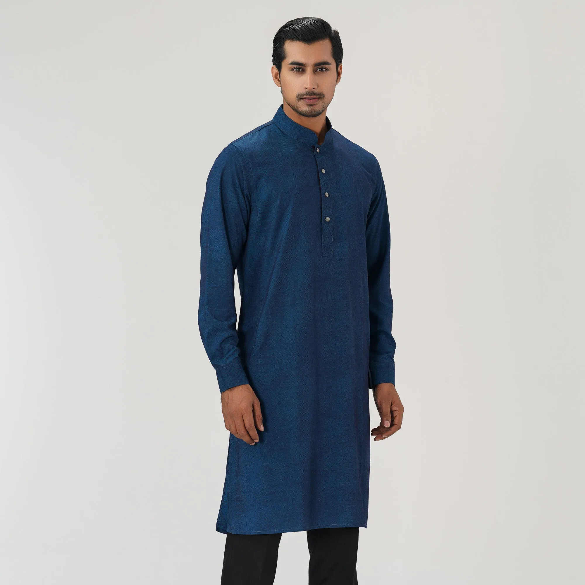 Mens Blue Slim Panjabi
