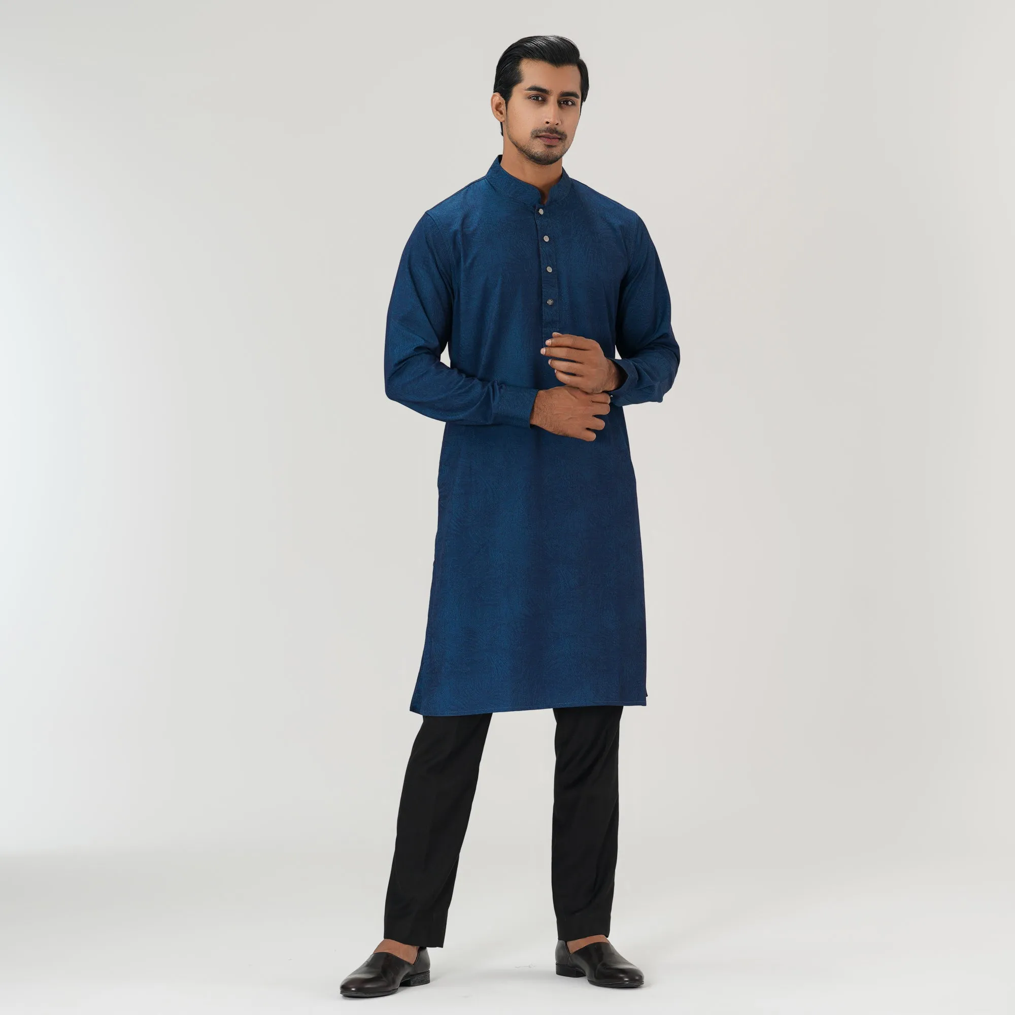 Mens Blue Slim Panjabi