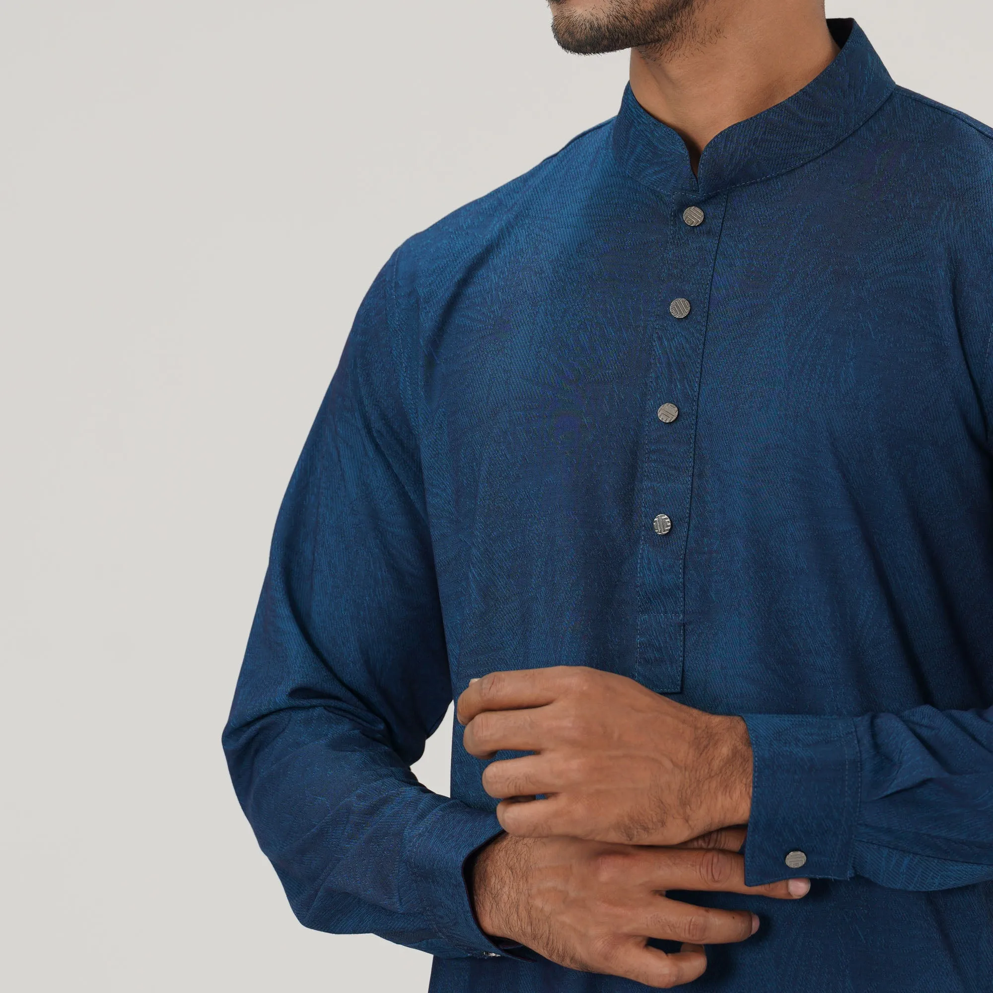 Mens Blue Slim Panjabi