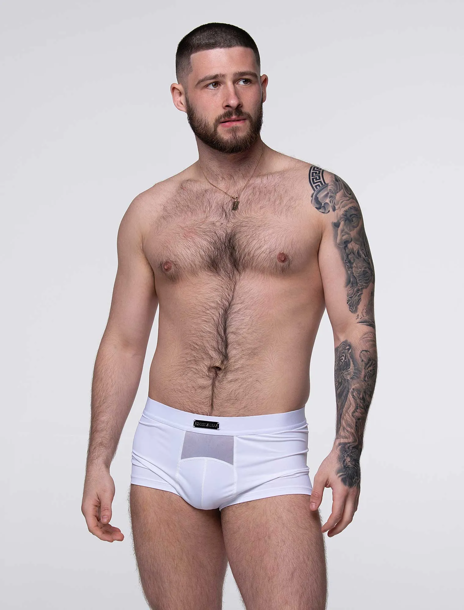 Mens Curved Mesh Boxers - White