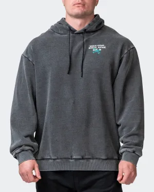 Mens MN Club Oversized Vintage Hoodie - Washed Black