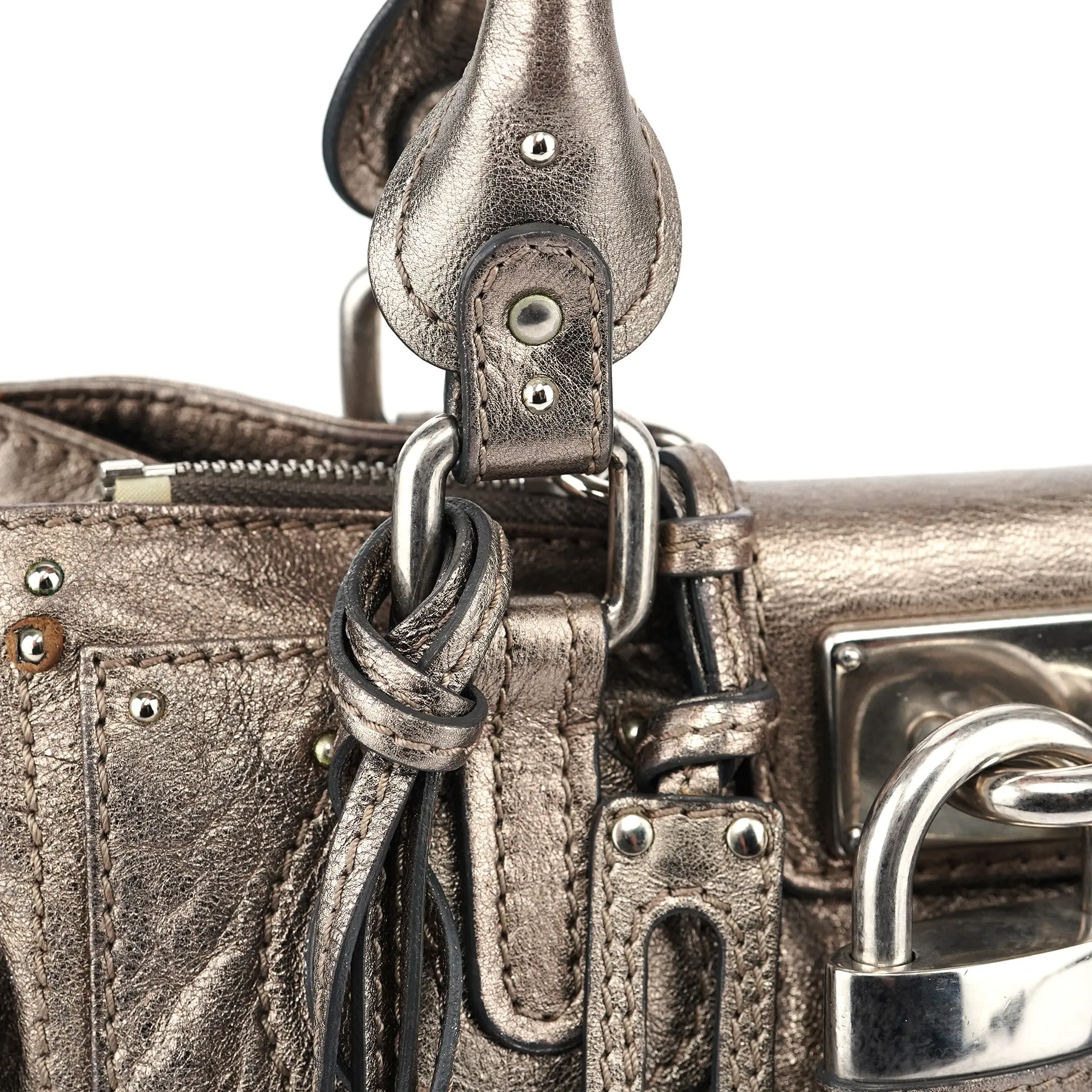 Metallic Leather Paddington Tote Bag
