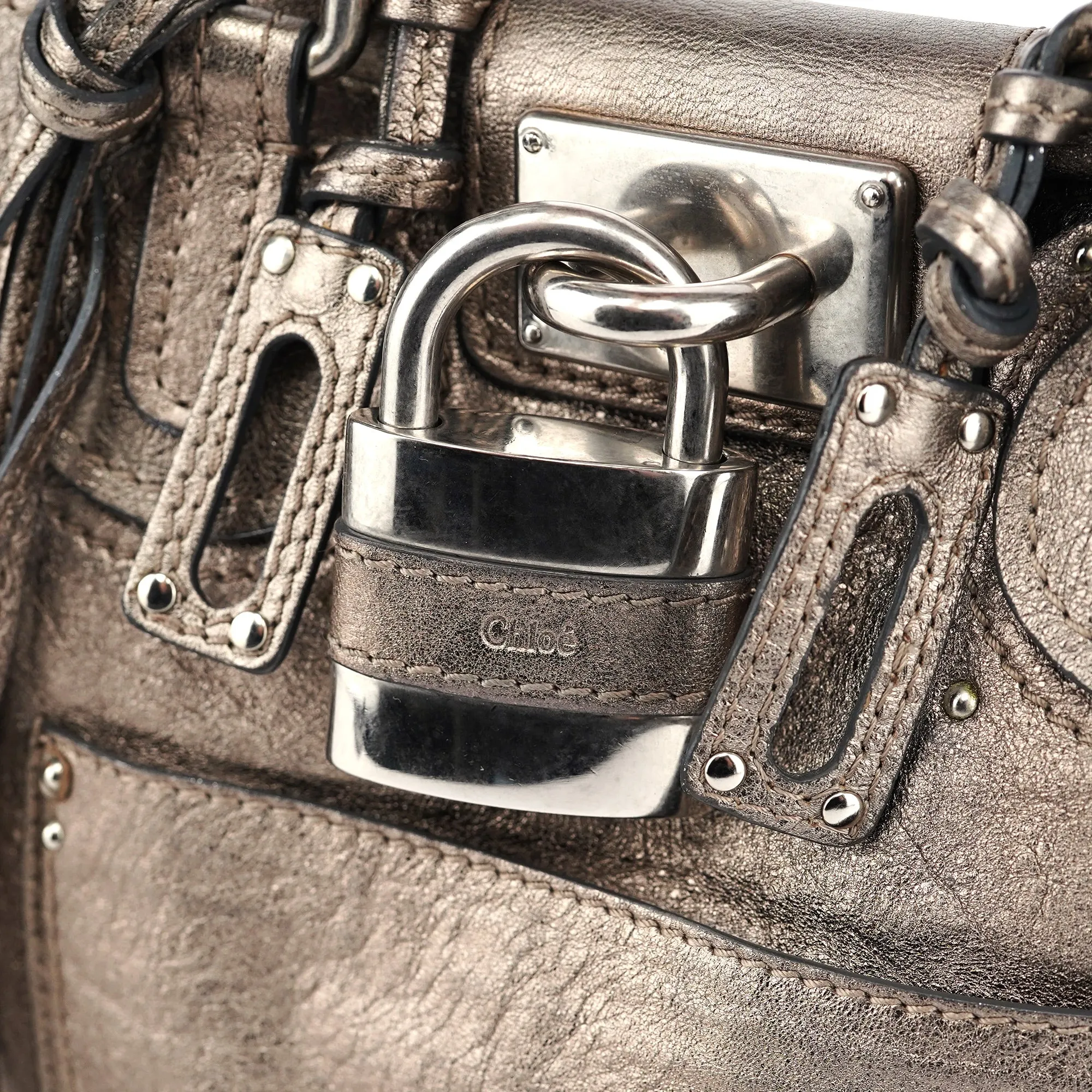 Metallic Leather Paddington Tote Bag