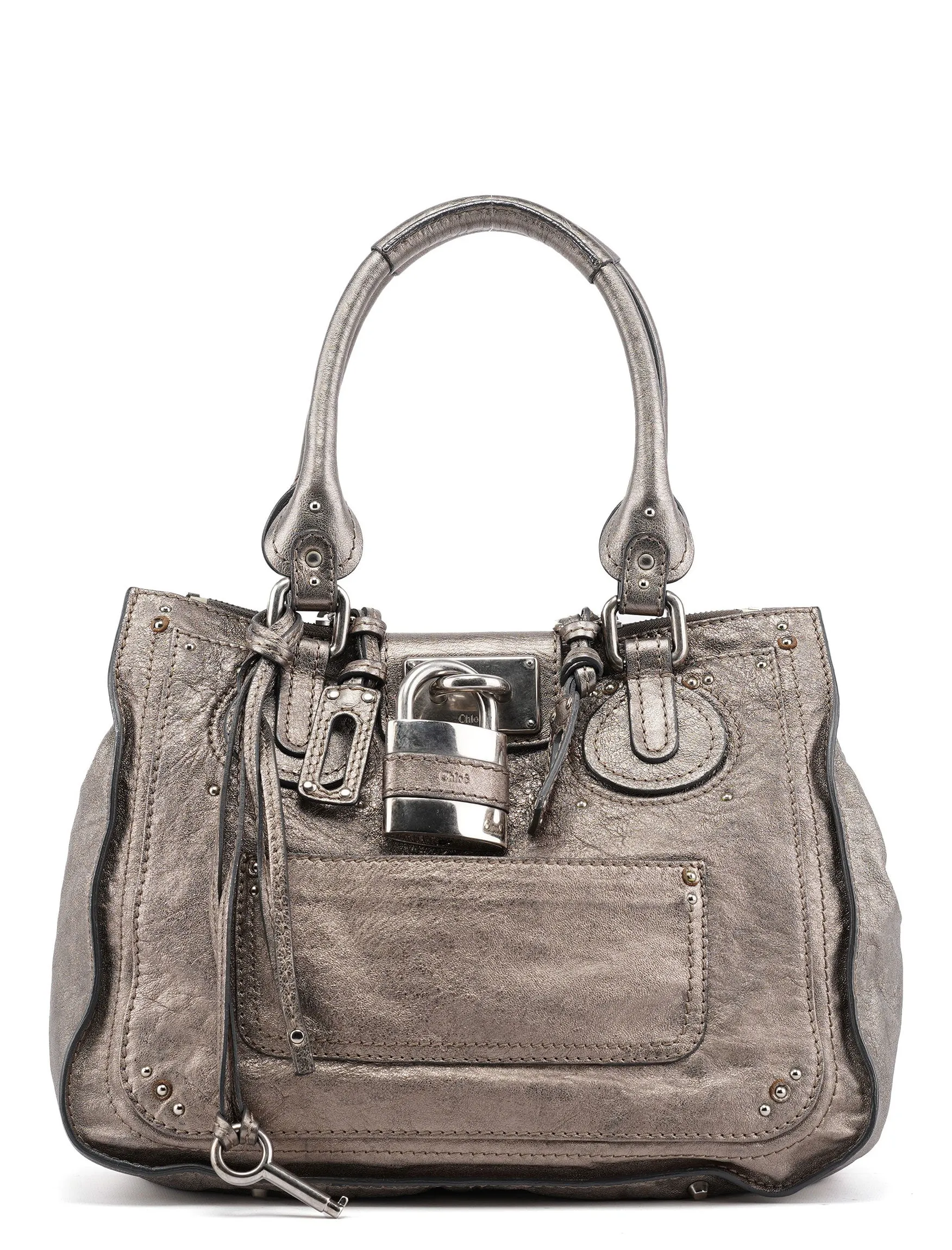 Metallic Leather Paddington Tote Bag