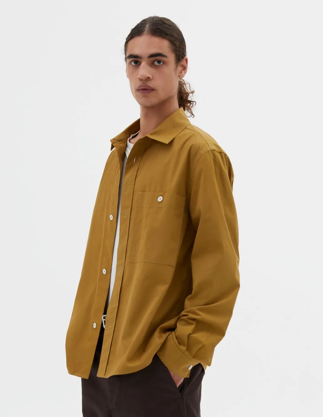 MHL Overall Shirt Washed  Cotton Poplin Ochre