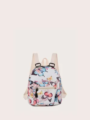 Mini Allover Butterfly Animal Pattern Nylon Backpack