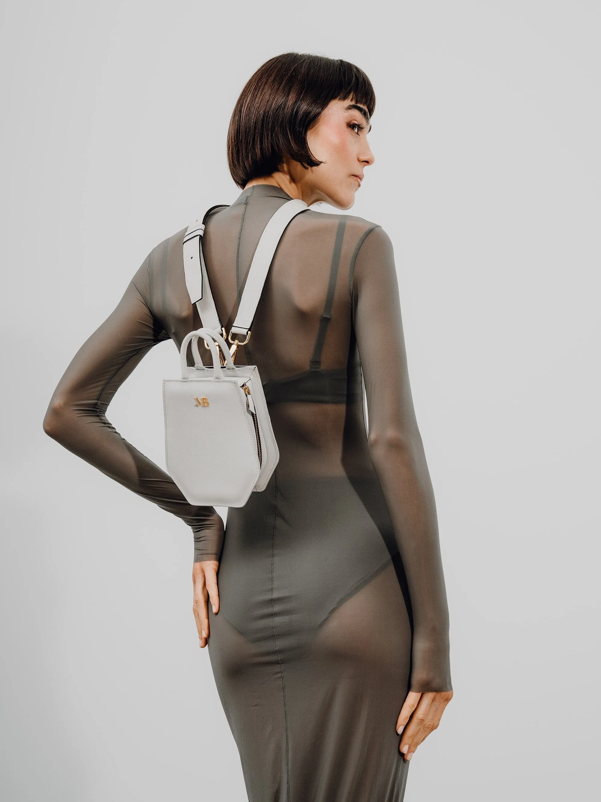 Mini Elay MIRUM® Leather Crossbody Bag | White