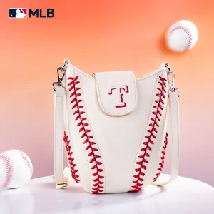 MLB-TX105  MLB Texas Rangers Team Baseball Stitch Crossbody - Beige