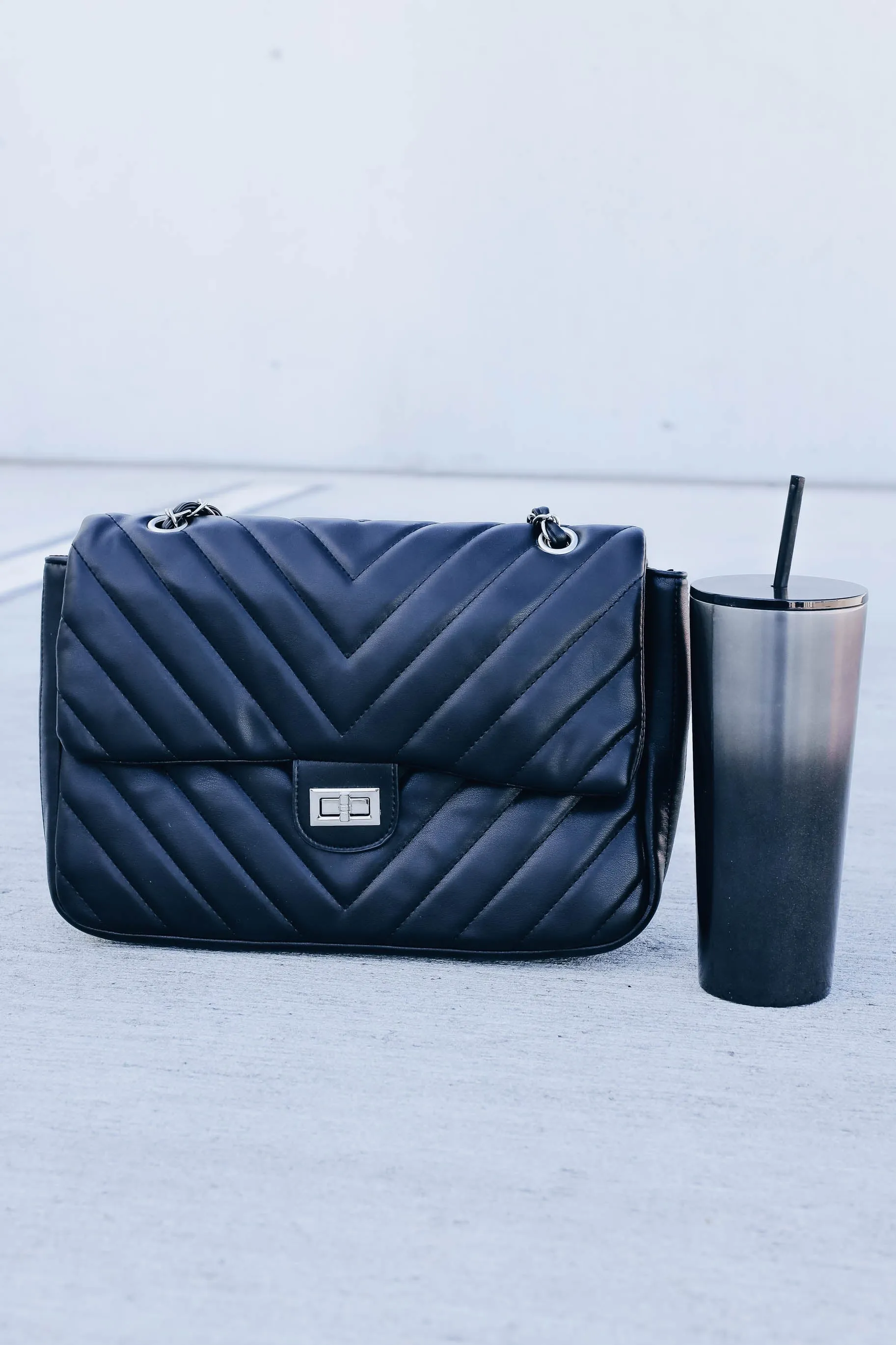 *MODEL* Colossal Quilted Crossbody Purse - Black/Silver - FINAL SALE