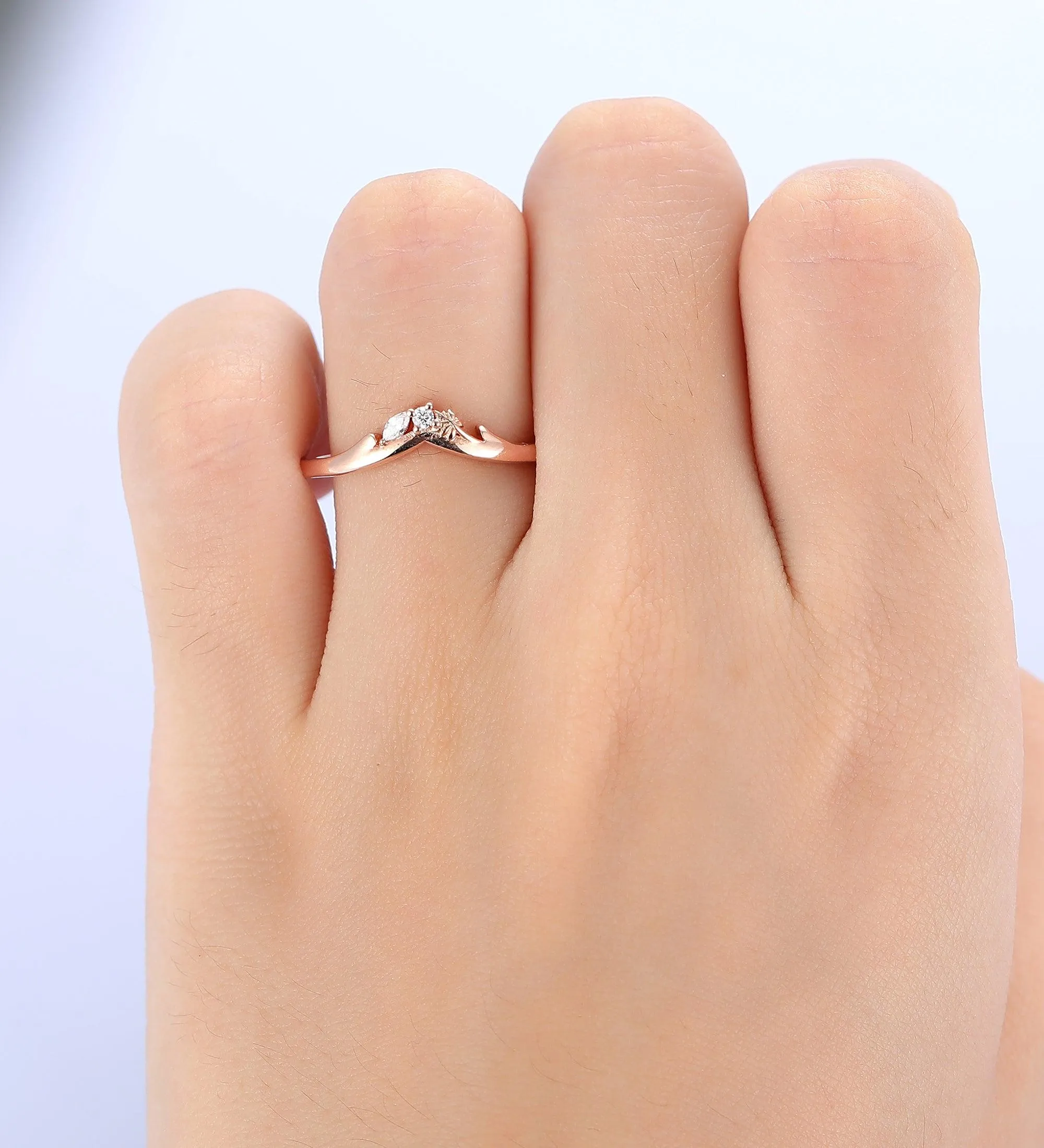 Moissanite Wedding Band Art Deco Anniversary Gifts for Her