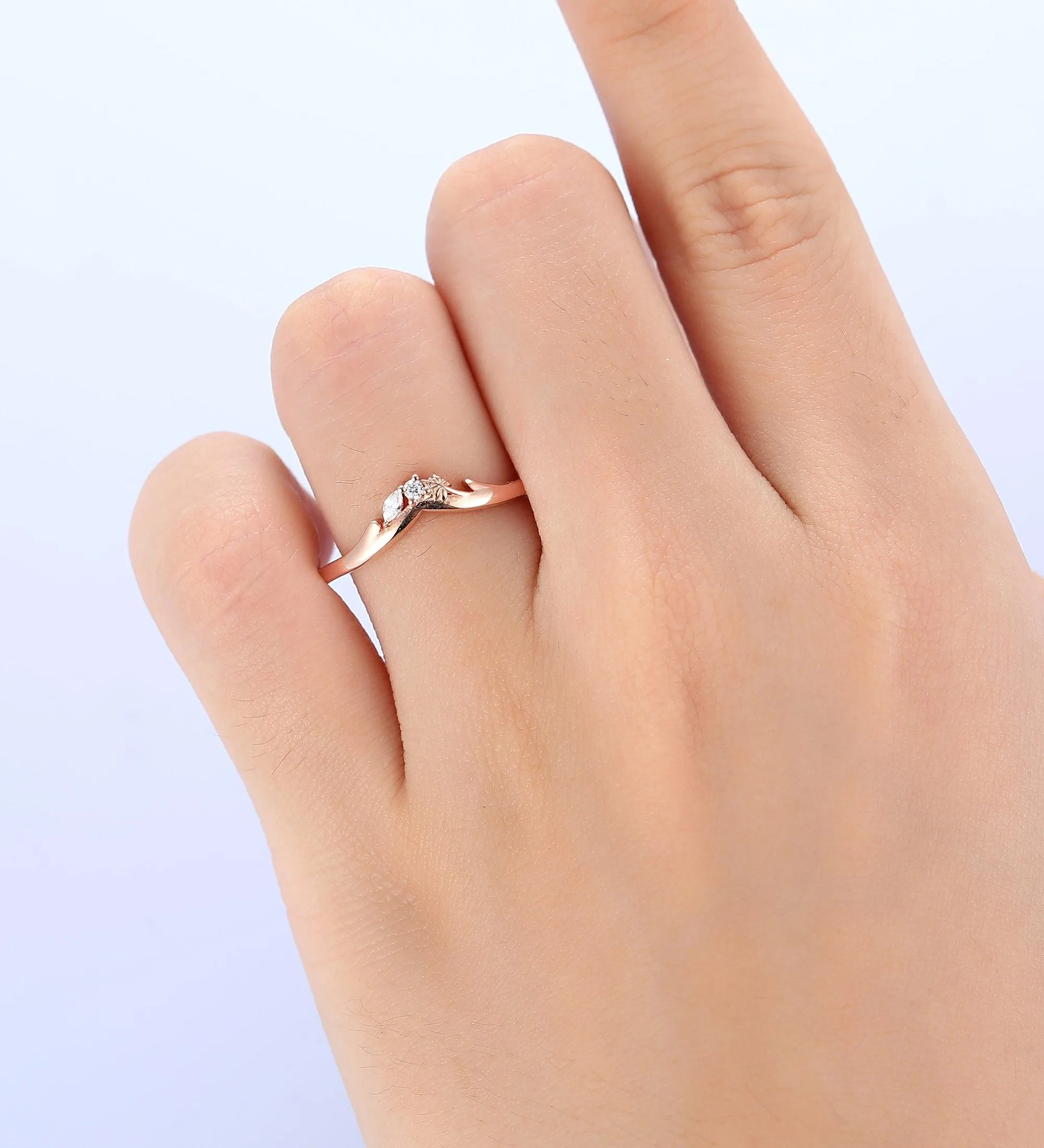 Moissanite Wedding Band Art Deco Anniversary Gifts for Her