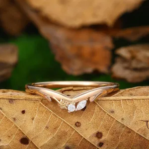 Moissanite Wedding Band Art Deco Anniversary Gifts for Her