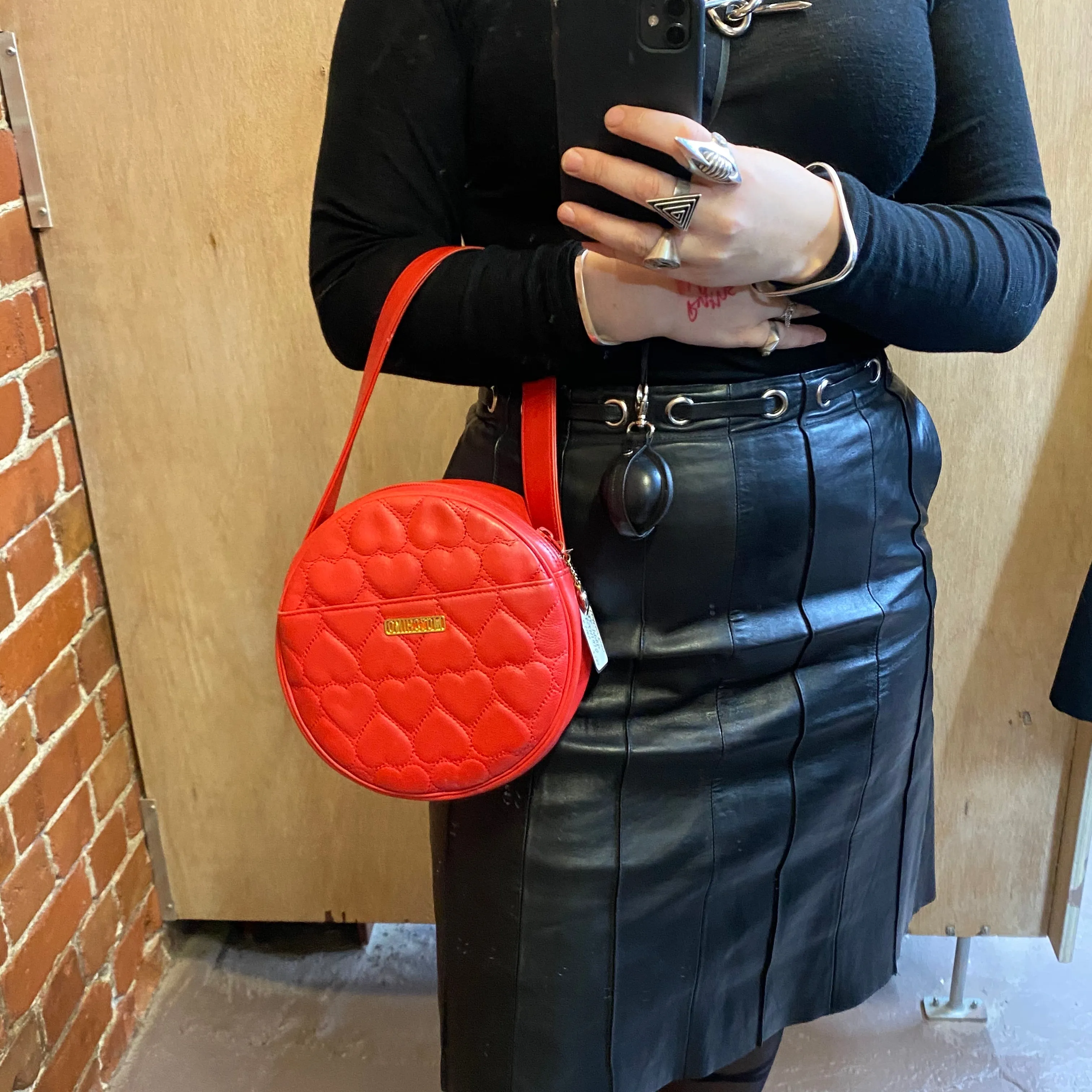 MOSCHINO heart quilted leather bag