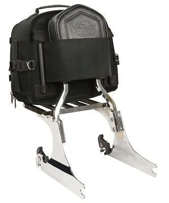 MOTORCYCLE LARGE SPORTY STYLE PVC SISSY BAR BACK BAG WITH GUN POCKET INSIDE