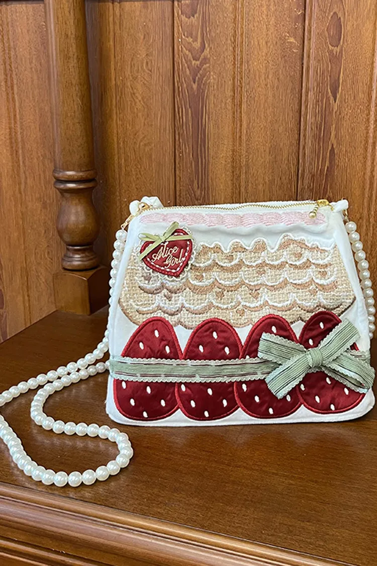Multi-Color Mint Strawberry House Embroidery Bowknot Sweet Lolita Crossbody Bag