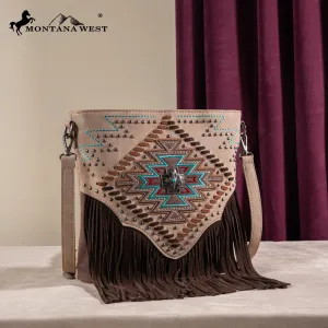 MW1315G-9360  Montana West Embroidered Aztec Collection Concealed Carry Crossbody - Tan