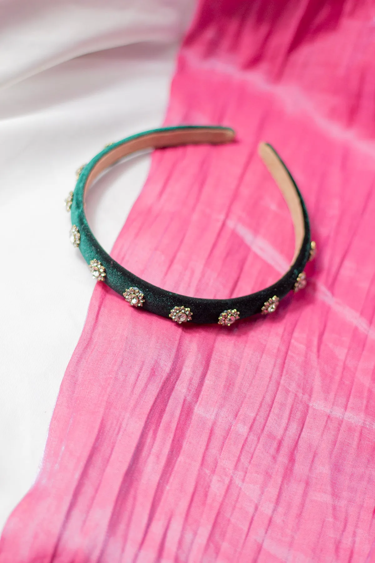 Narrow Velvet Gem Headband