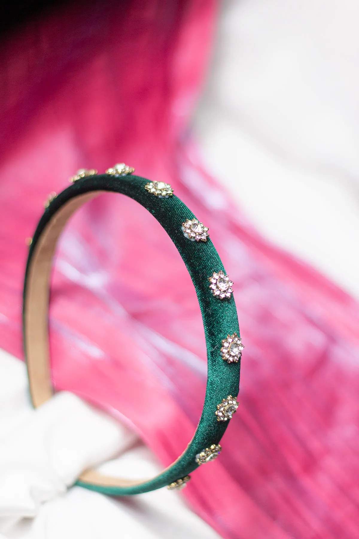 Narrow Velvet Gem Headband