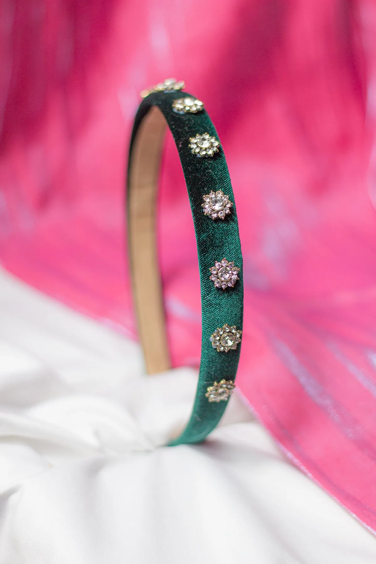 Narrow Velvet Gem Headband