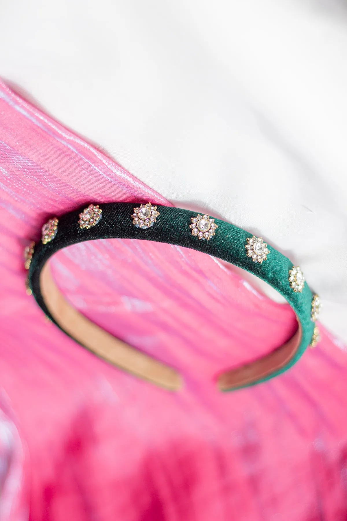 Narrow Velvet Gem Headband
