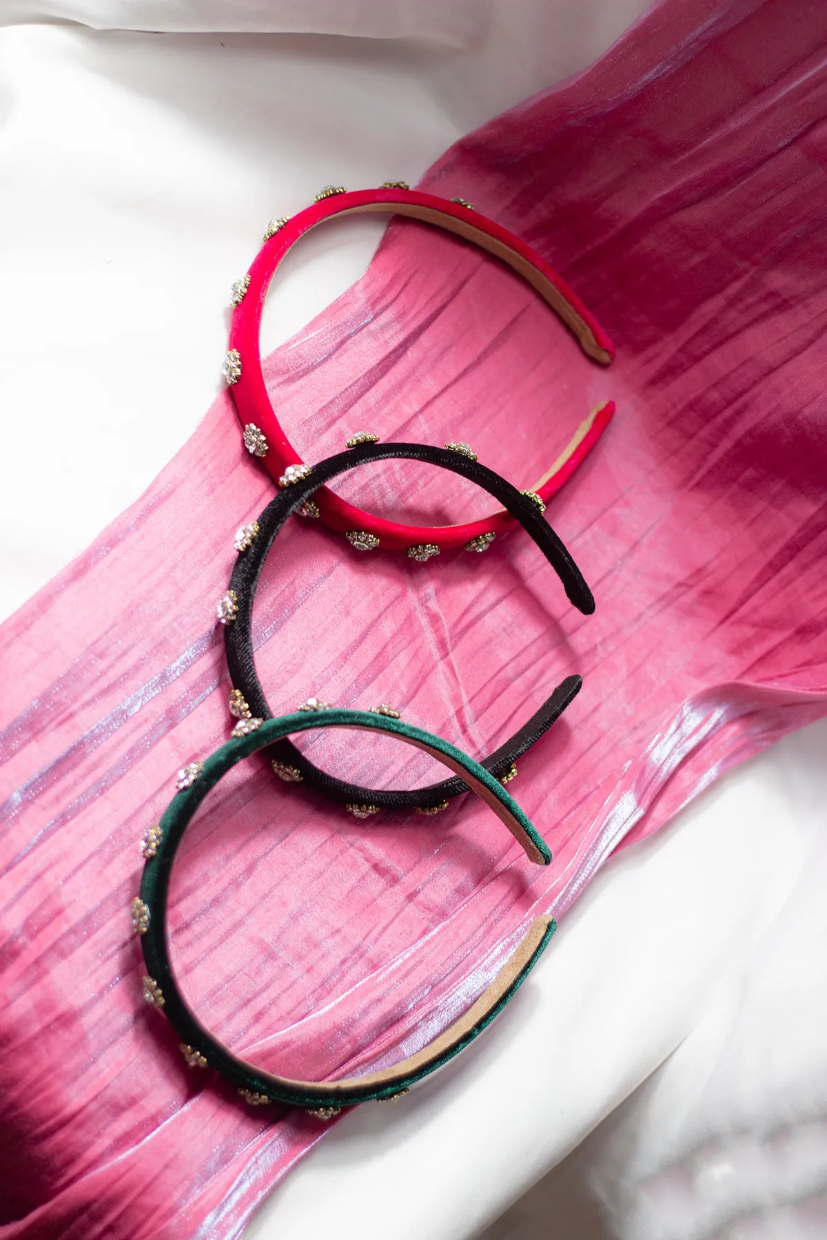 Narrow Velvet Gem Headband