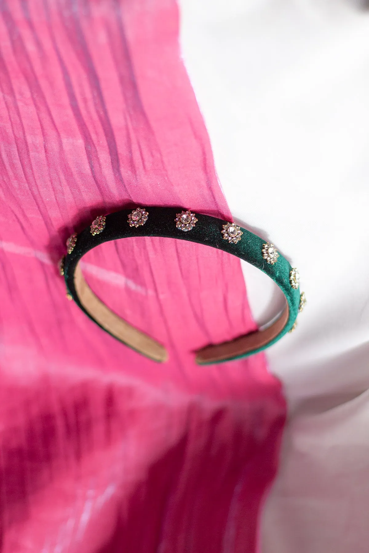 Narrow Velvet Gem Headband