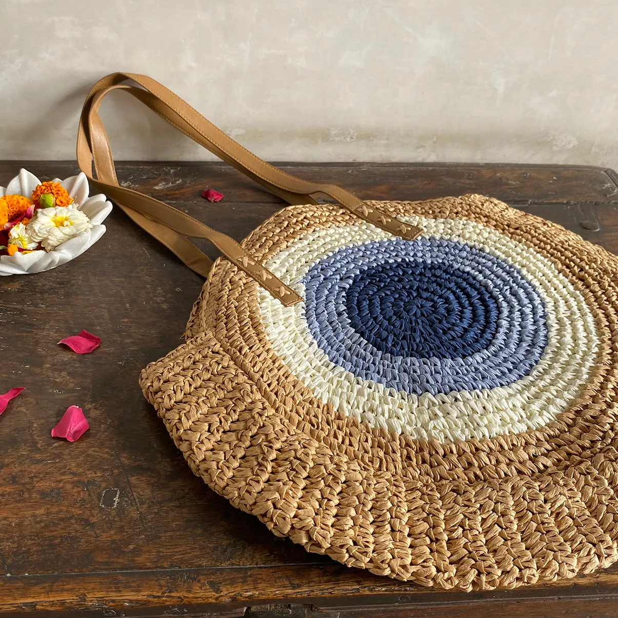 Natural Bag // Blue White Brown