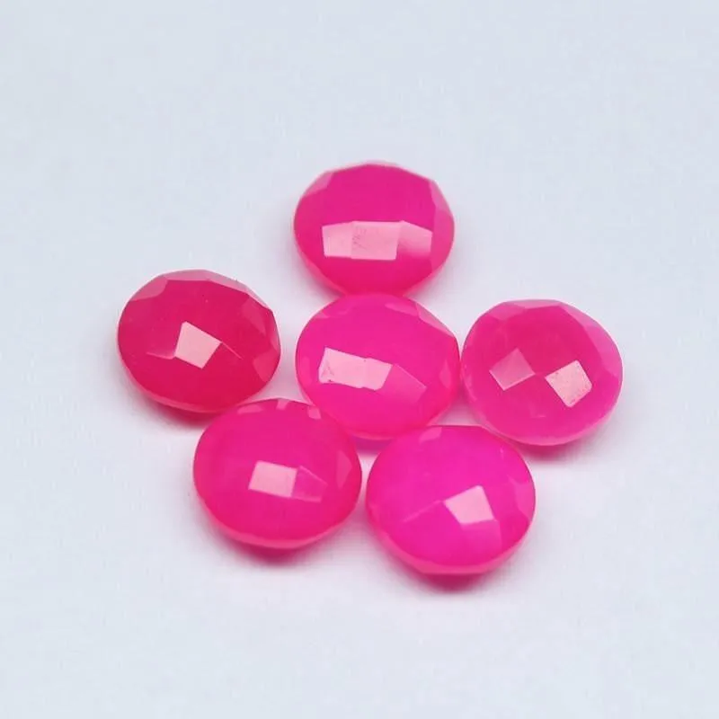 Natural Pink Chalcedony Faceted Round Loose Gemstone Beads 10pc 10mm