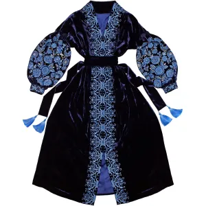 Navy blue Kaftan with embroidery