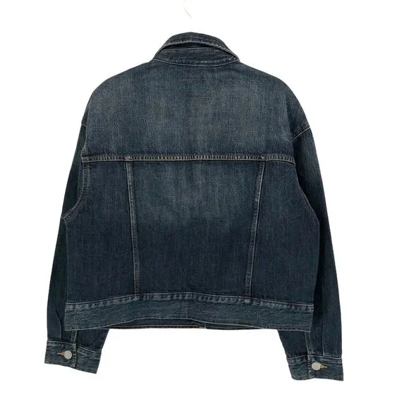 NEW Banana Republic Factory Oversized Denim Jacket Blue Jean Indigo Boxy Women M