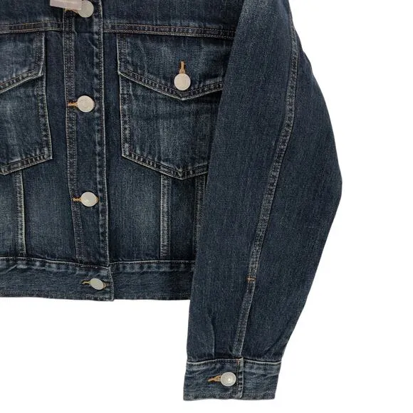 NEW Banana Republic Factory Oversized Denim Jacket Blue Jean Indigo Boxy Women M