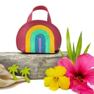 NEW! L Rainbow DJ Leather Crossbody Bag in Ruby by Vicki Jean Leather Design Co.