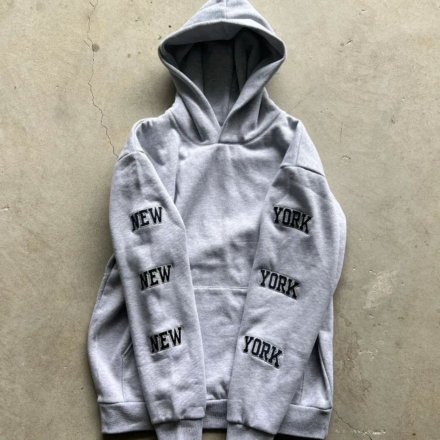 New York NYC Hoodie embroidered - Gray