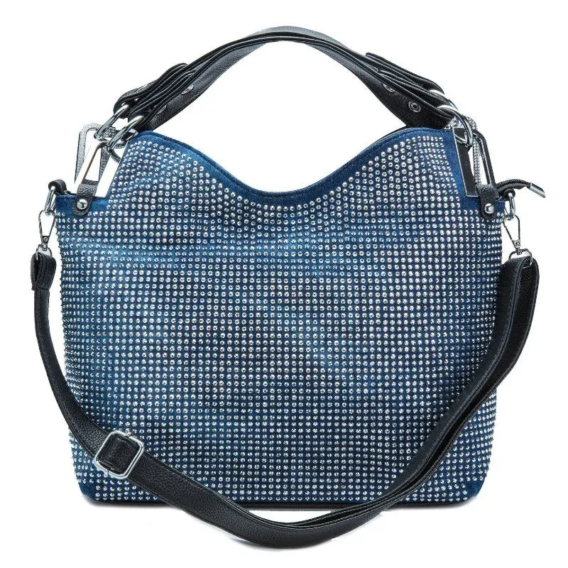 New Yorker Distressed Denim Rhinestone Bag