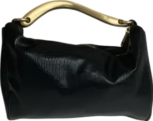 Next Black Croc Effect Handbag with gold sculptural handle