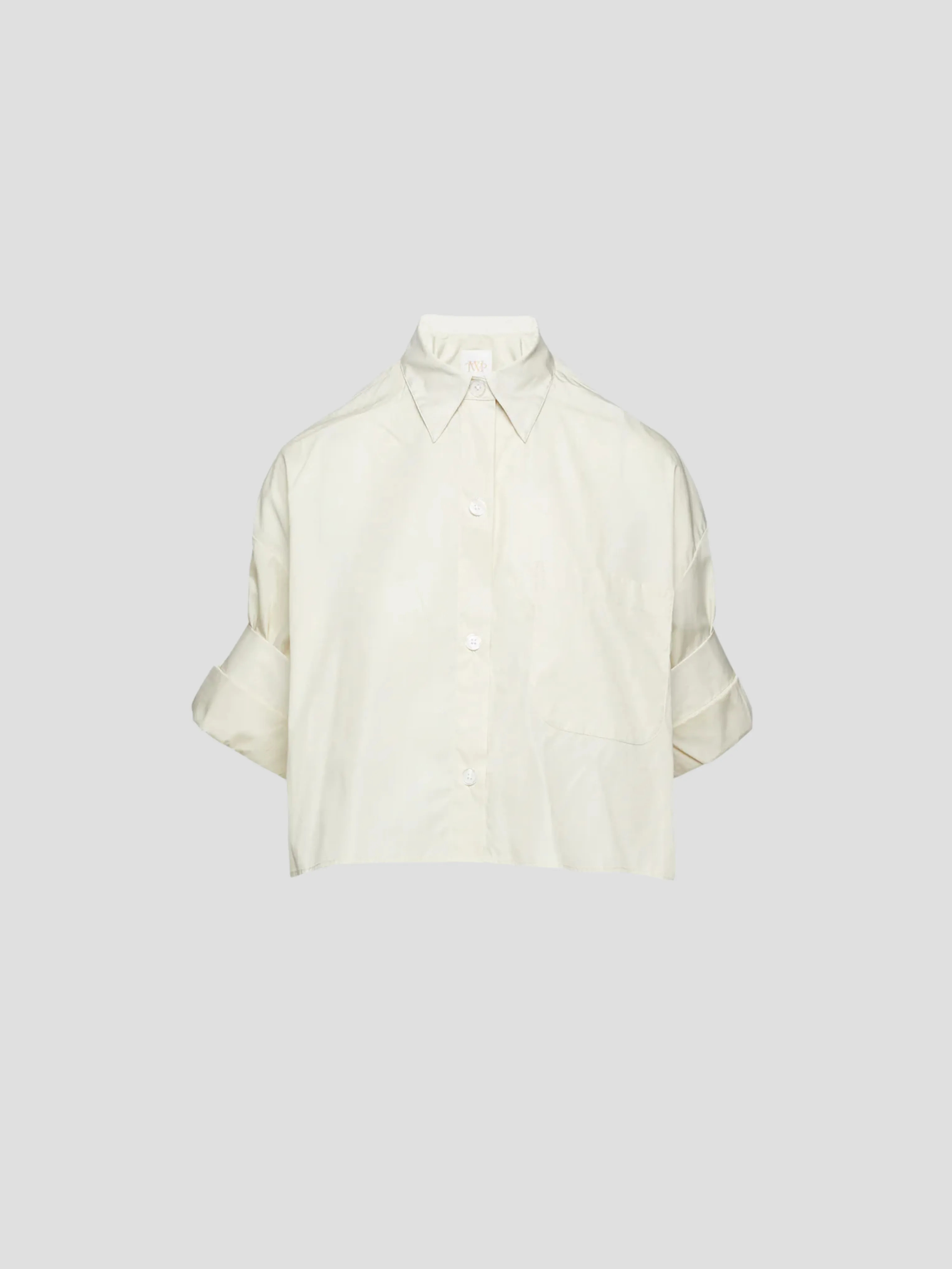 Next Ex Cotton Cropped Shirt in Silver Green
